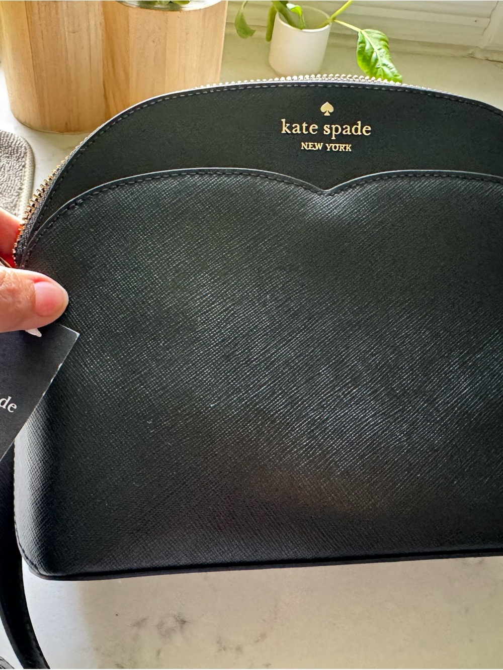 kate spade Black Saffiano Heart-Trim Crossbody Bag